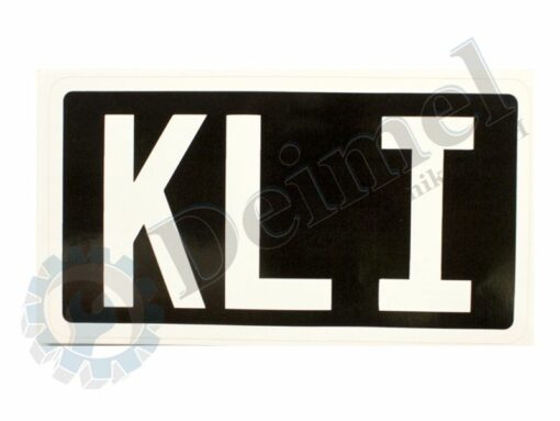 Aufkleber "KL I" weiße Schrift auf schwarzem Hintergrund
