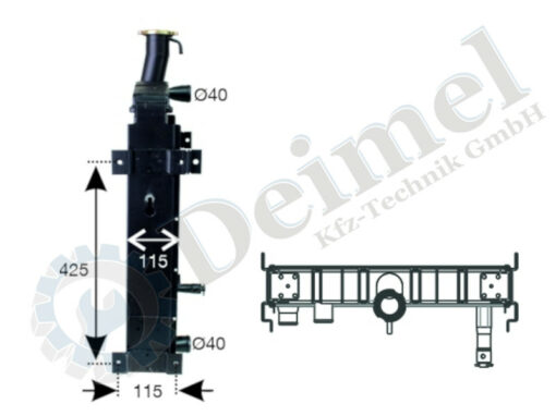 Ansicht von der Seite von Kühler 1180A 530049N