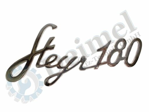 Schriftzug Steyr 180 verchromt, Gewinde zu Befestigung M5 auf der Rückseite