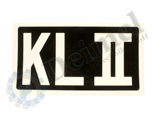 Aufkleber "KL II" weiße Schrift auf schwarzem Hintergrund