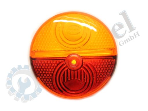 Ersatzglas für Rückleuchte rund orange/rot, Durchmesser 80mm