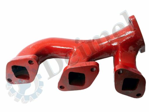 Auspuffkrümmer, Sammelkrümmer für 3 Zylinder Steyr Motor, rot