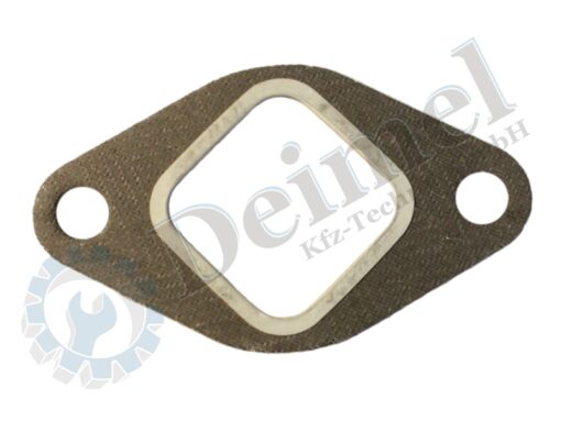 Auspuffkrümmer Dichtung, Original Steyr, 2 Loch Flansch, innen rechteckiges Loch mit Metalleinfassung.