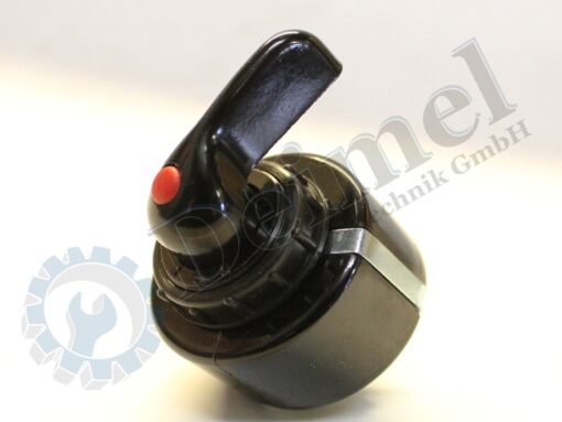 Blinkdrehschalter 2 Kreis Blinksystem mit 7 Schraubanschlüssen, kunstoff, schwarz, rote Kontrollleuchte