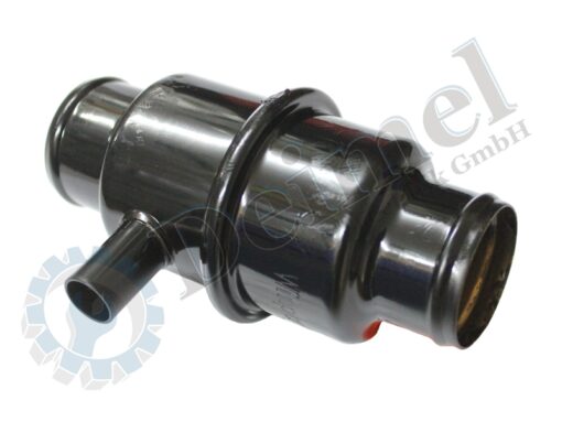 Thermostat schwarz, blech, 2x Anschluss 38mm, 1x Anschluss 15mm