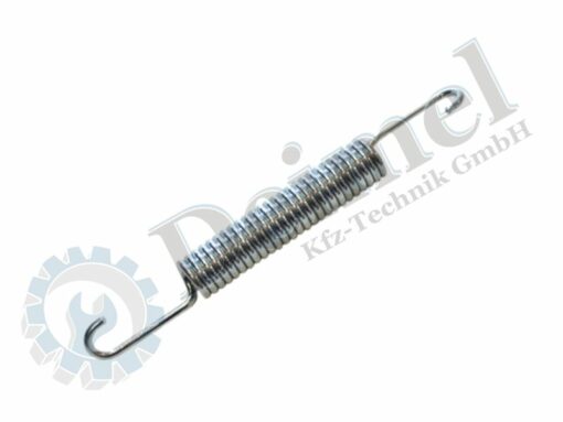 Zugfeder, verzinkt, Länge außen 52mm, Durchmesser 9mm, Hacken 90° verdreht