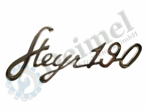 Schriftzug "Steyr 190", vorne auf der Motorhaube, Aluminium verchromt