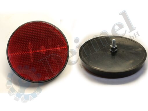 Reflektor, Rückstrahler, rot rund, 80mm, Einfassung schwarzer Kunststoff, 1 Schrauben hinten