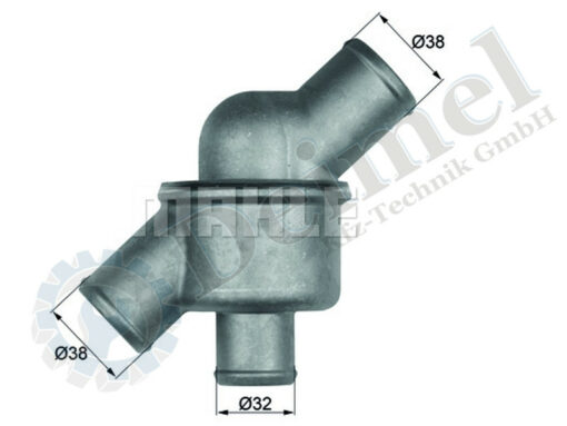 Thermostat 80°C, Hersteller: Mahle, Alu Gehäuse, Anschlüsse 38 / 38 / 32 mm