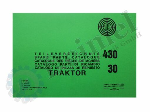 Teileverzeichnis Steyr Traktor, 30, 430, grüner Einband