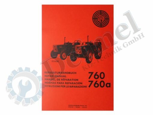 Reparaturhandbuch Steyr 760, 760a, roter Einband, Abbildung der Fahrzeuge am Einband