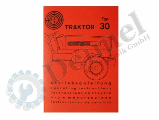 Betriebsanleitung, Steyr Traktor Typ 30, roter Einband, Traktor symbolisch am Einband abgebildet