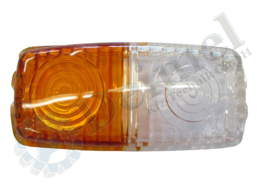 Ersatzglas für Leuchte vorne am Kotflügel mit Blinker, orange und Standlicht, weiß,
