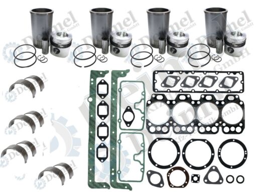 günstiger Motorreparatursatz für Steyr Plus Serie 4 Zylinder wie 50, 650, 658, 760, 768, bestehend aus Kolben, Laufbüchse, Pleuellager und Motordichtsatz im Nachbau