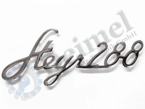 Schriftzug "Steyr 288" aus Aluminium verchromt,