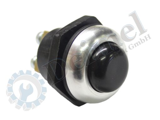 Druckknopfschalter mit Chromring, Nachbau, schwarz mit Chromring, Durchmesser 22mm