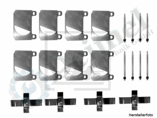 Reparatursatz für Stifte und Haltefedern der Scheibenbremse bei Steyr Traktor, Satz für 4 Bremszylinder, bestehend aus 8x Einlaufbleche, 8x Stift Länge ca. 83mm, 4x Haltefeder