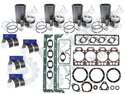 Motorreparatursatz nur Markenteile für Steyr Plus Serie 4 Zylinder wie 50, 650, 658, 760, 768, bestehend aus Kolben, Laufbüchse, Pleuellager und Motordichtsatz,