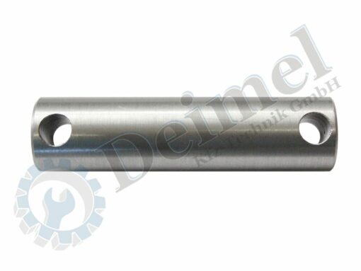Bolzen zur Befestigung der Hubstreben am Unterlenker, rechts, Durchmesser: 25,3mm, Länge Lochmitte – Lochmitte ca. 82mm, Gesamtlänge 98mm, Bohrungen 10mm