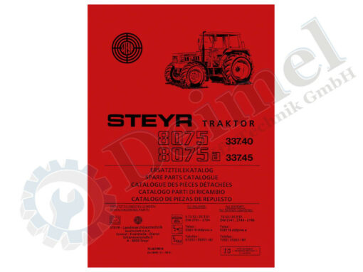 Ersatzteilliste, Ersatztteilkatalog für Steyr 8075, 8075a mit RS1 Kabine, gedruckt