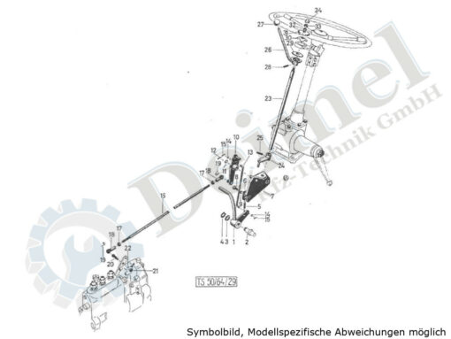 Fahrhebel und Gestänge