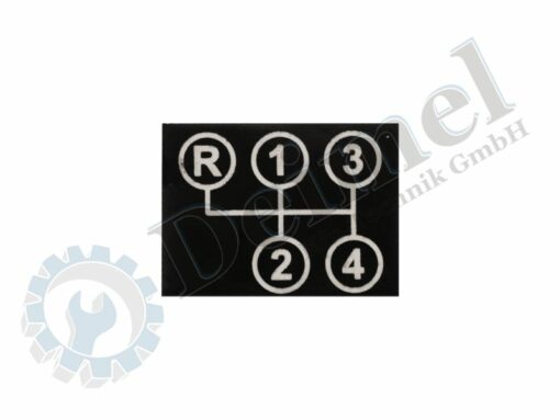 Schaltschema R-1-2-3-4 am Amaturenbrett für Steyr T 80, 84, 86