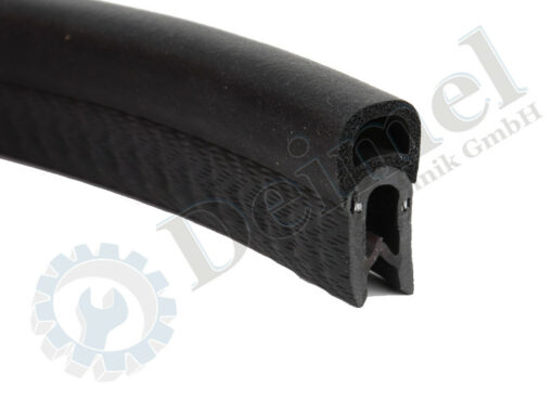 Klemmprofil mit Dichtschlauch oben gerade, Klemmbereicht 1-4mm, Breite max. 10,4mm, Höhe 21mm