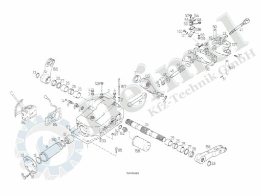 Auszug aus der Ersatzteiliste hydraulisches Hubwerk Steyr 8045 Zeichnung mit Positionummern.
