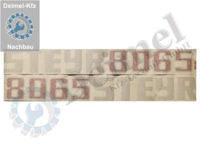 Aufkleber Set „Steyr 8065“ bestehend aus 2 Stk Aufkleber – 1x rechts und 1x links an der Motorhaube