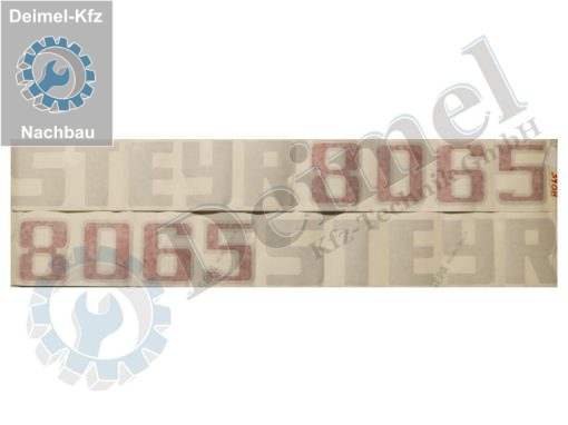 Aufkleber Set „Steyr 8065“ bestehend aus 2 Stk Aufkleber – 1x rechts und 1x links an der Motorhaube