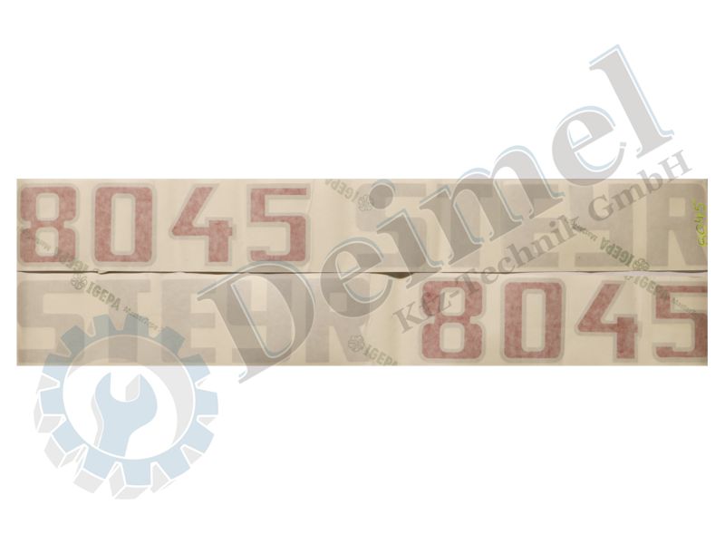 Aufkleber Set „Steyr 8045“ bestehend aus 2 Stk Aufkleber – 1x rechts und 1x links an der Motorhaube