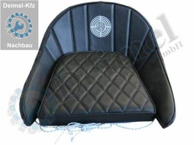 Sitzpolster für Steyr T80, 15ner, schwarz mit gesticktem weißem Steyr Logo am Rückenteil