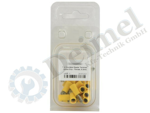 Flachstechhülse, Gelb, Breite 6,3mm, Paket mit 25 Stk