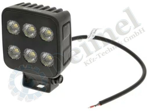 Zusatzscheinwerfer, Arbeitsscheinwerfer LED, 6600lm, Schwarz, Gehäuse aus Aluminium mit Anschlusskabe, Anschicht von vorne