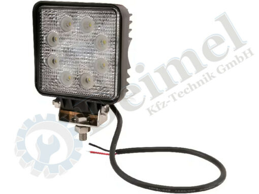 Zusatzscheinwerfer, Arbeitsscheinwerfer LED, 1920lm, Nennspannung 10-30 Volt, Leistung 24 Watt, Quadratisch 110mm, Breite 45mm, Gesamthöhe: 125mm, Aluminiumgehäuse, Ansicht von vorne