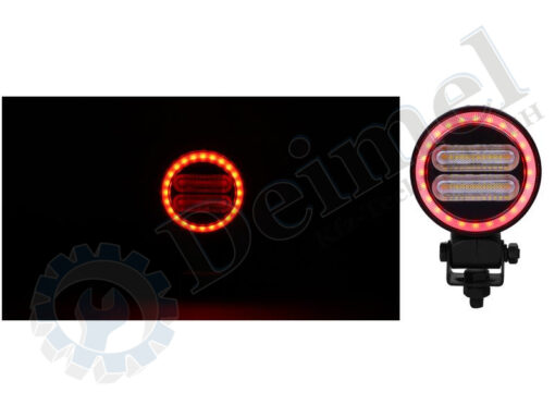LED Arbeitsscheinwerfer rund, 90mm, mit RGB Farbwechselring außen Rot