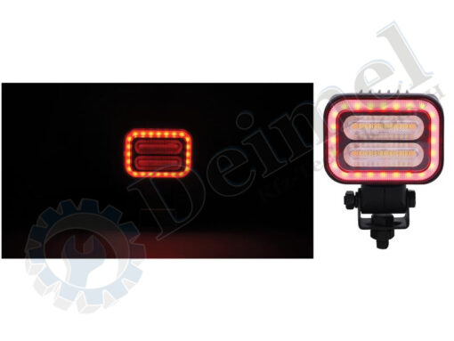 LED Zusatzscheinwerfer schwarz mit farbwechselbaren LED Ring außen - rot